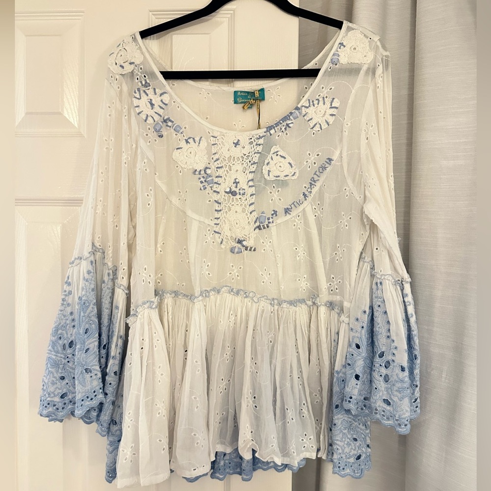 NWT Antica Sartoria by Giacomo cinque lace Italy  Cotton top